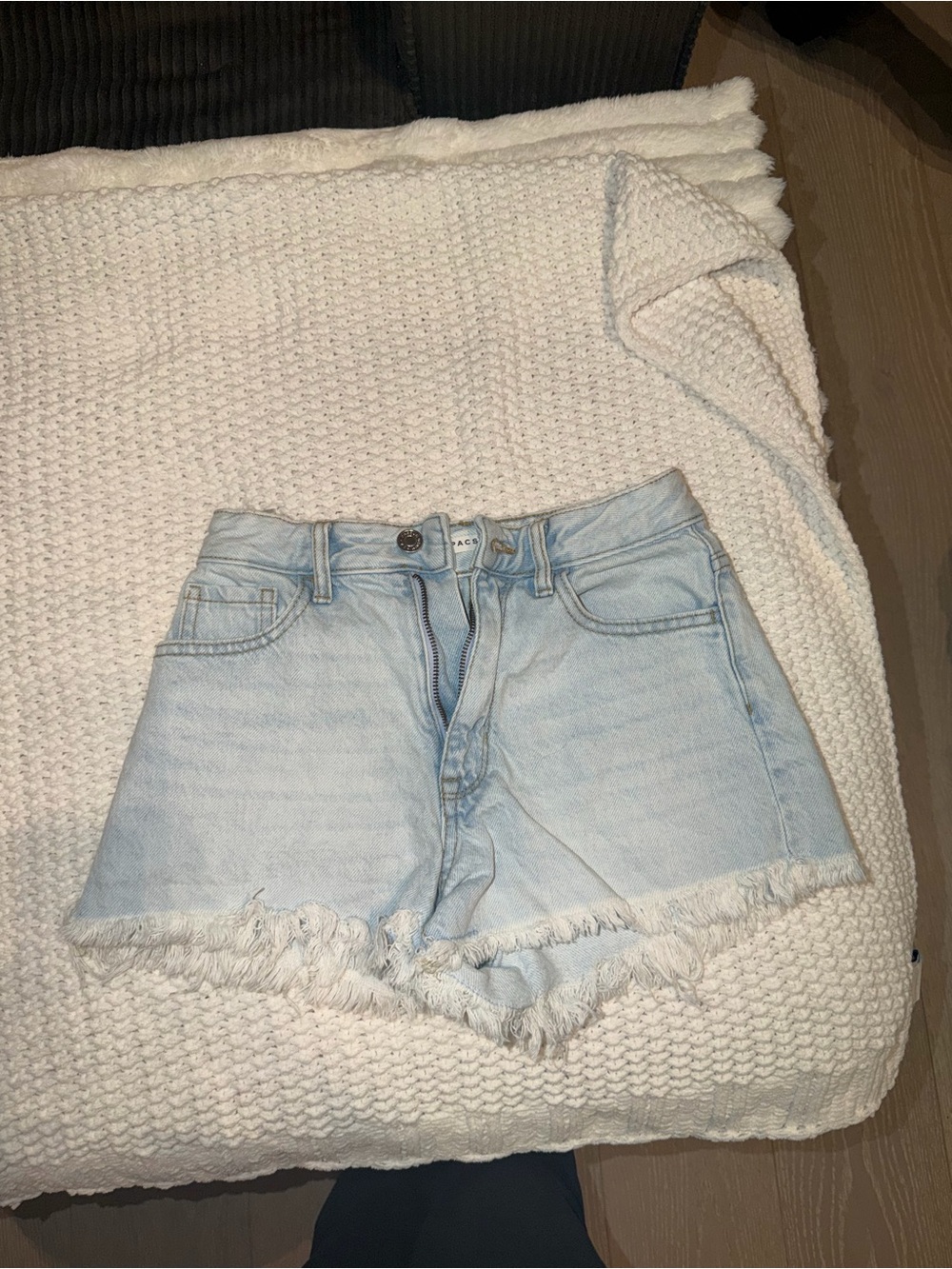 PacSun Light Blue High-Rise Frayed Hem Denim Shorts